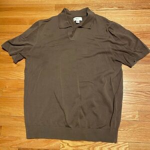 RW &Co Brown Knit Collared Shirt